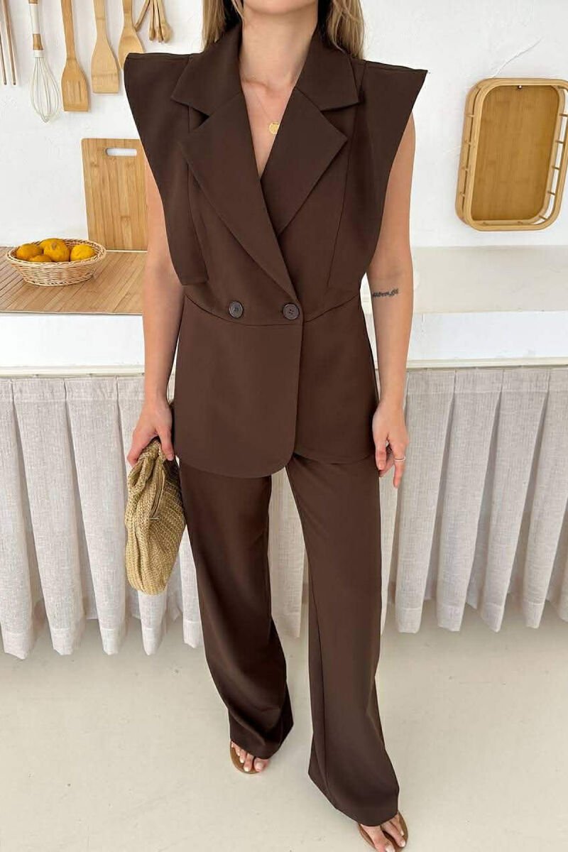 SET JELEK+PANTALLONA PER FEMRA NE NGJYRE KAFE - 2