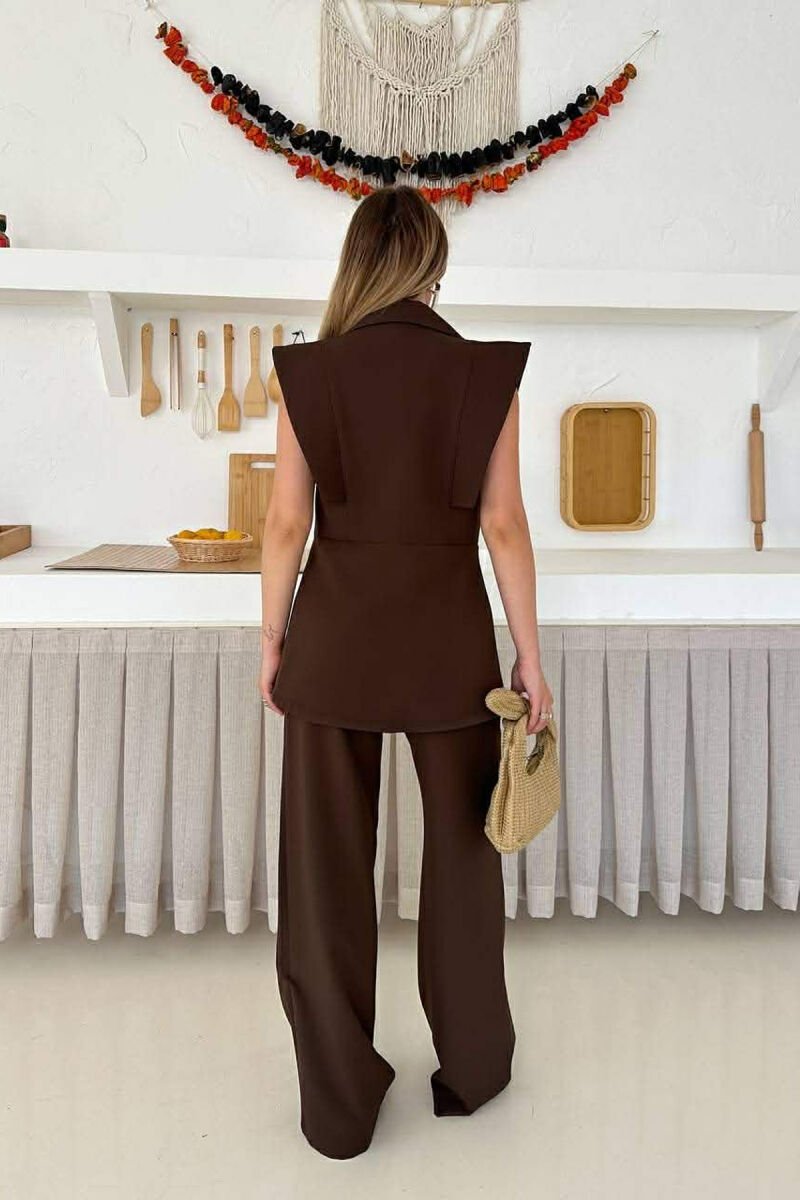 SET JELEK+PANTALLONA PER FEMRA NE NGJYRE KAFE - 7