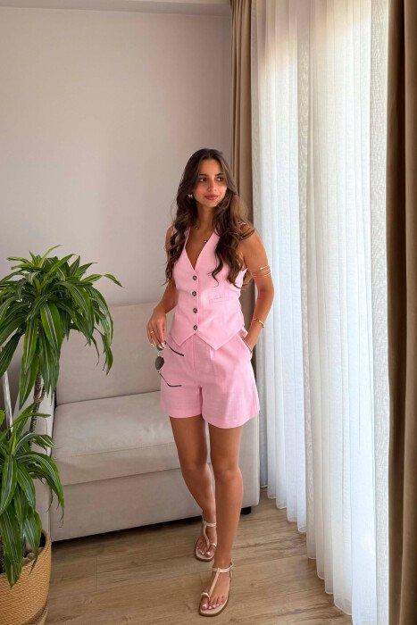 SET JELEK+PANTALLONA TE SHKURTRA PER FEMRA NE NGJYRE ROZE - 4