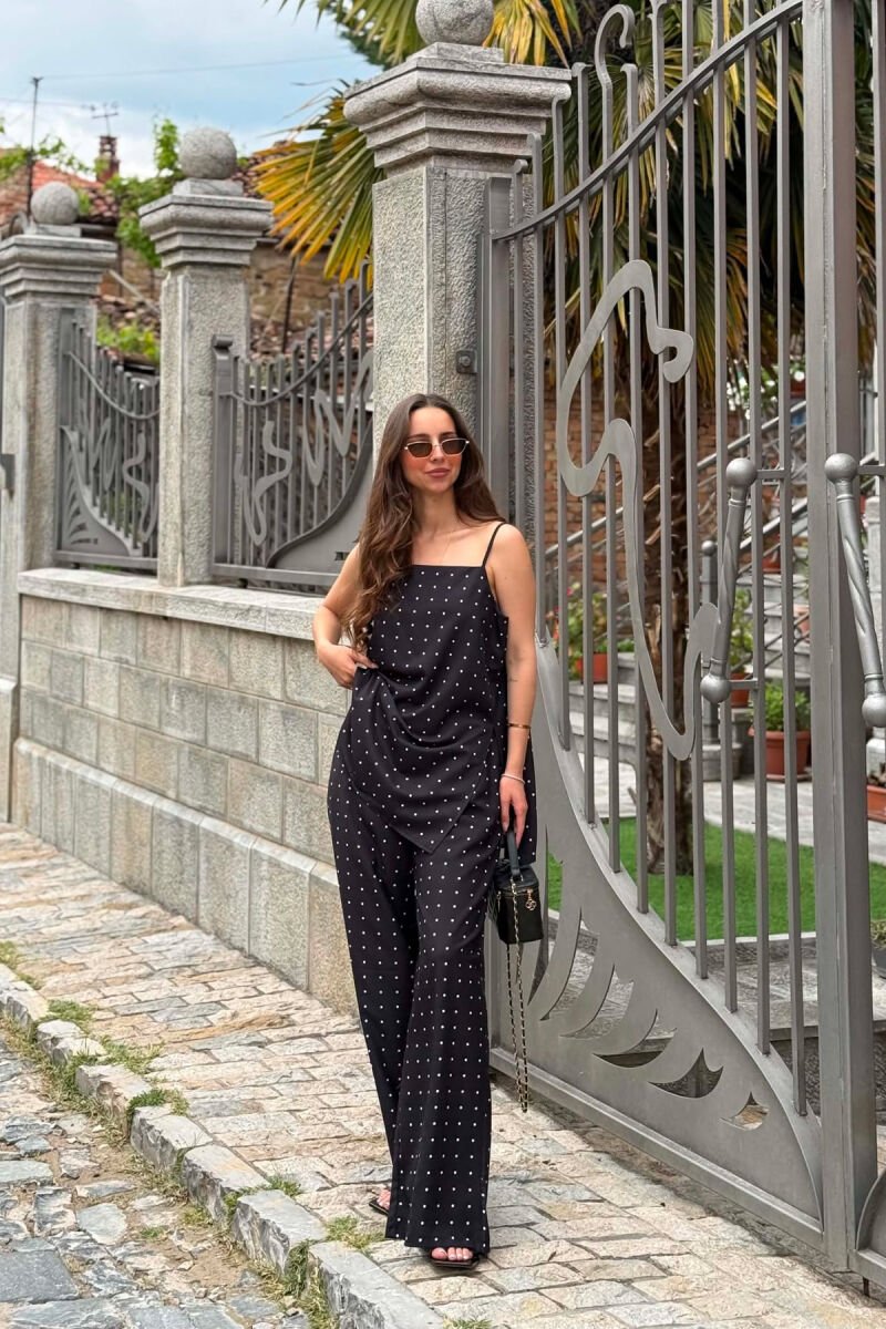SET KANTJERE+PANTALLONA ME DIZAJN POLKA DOTS PER FEMRA NE NGJYRE TE ZEZE - 3