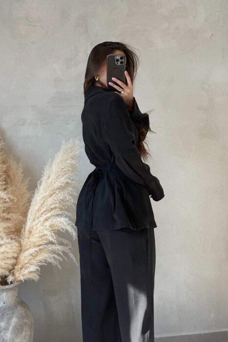 SET KEMISHE ME LIDHESE TEK BELI + PANTALONA PER FEMRA NE NGJYRE TE ZEZE - 4