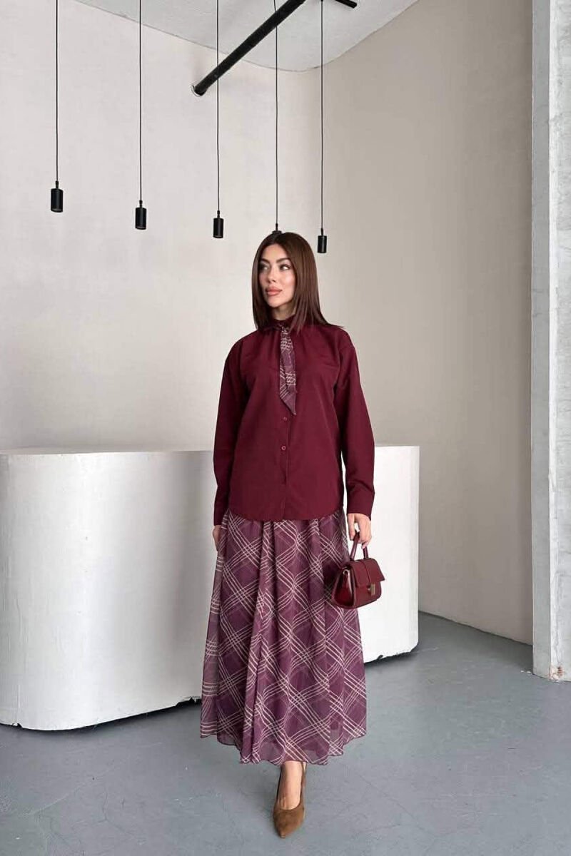 SET KEMISHE ME MENGE TE GJATA + FUND PER FEMRA NE NGJYRE VISHNJE - 3