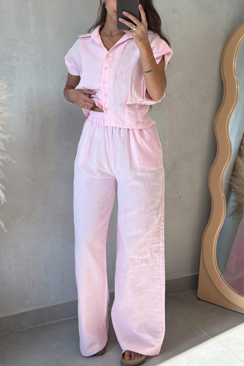 SET KEMISHE PA MENGE + PANTALLONA PER FEMRA NE NGJYRE ROZE - 2