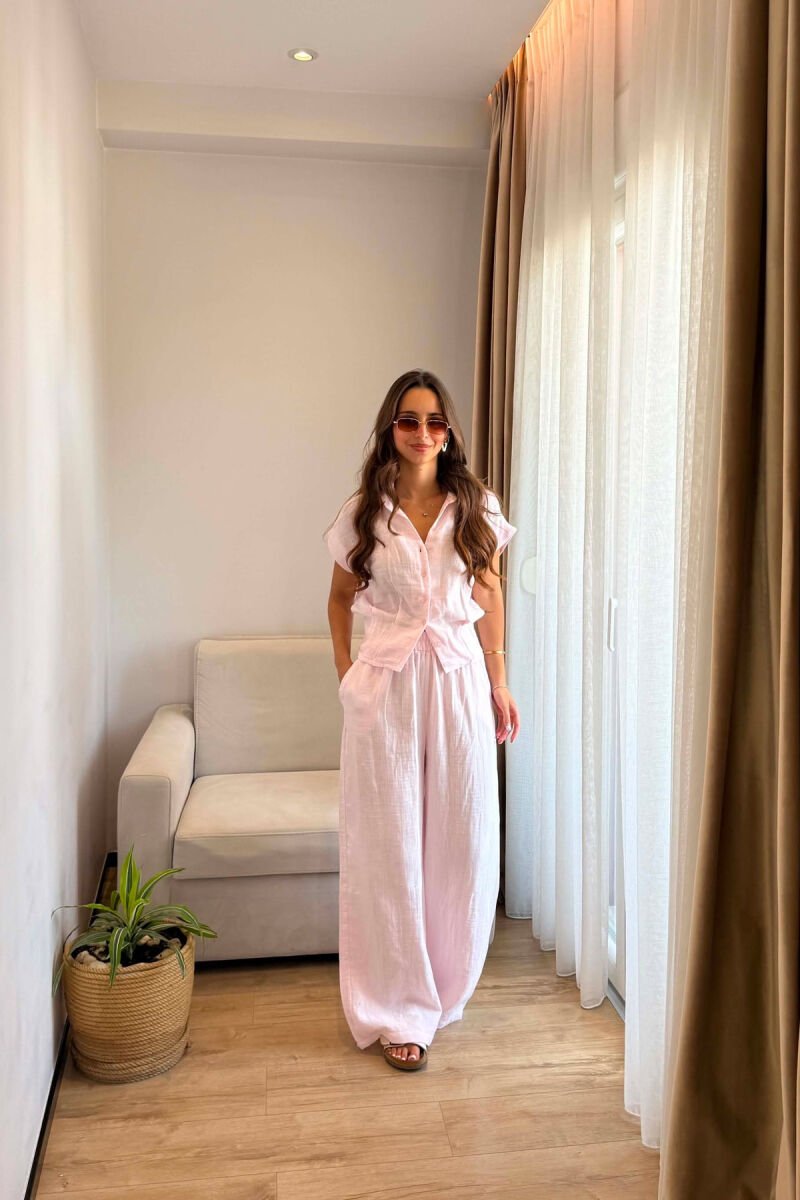 SET KEMISHE PA MENGE + PANTALLONA PER FEMRA NE NGJYRE ROZE TE ZBARDHUR - 1