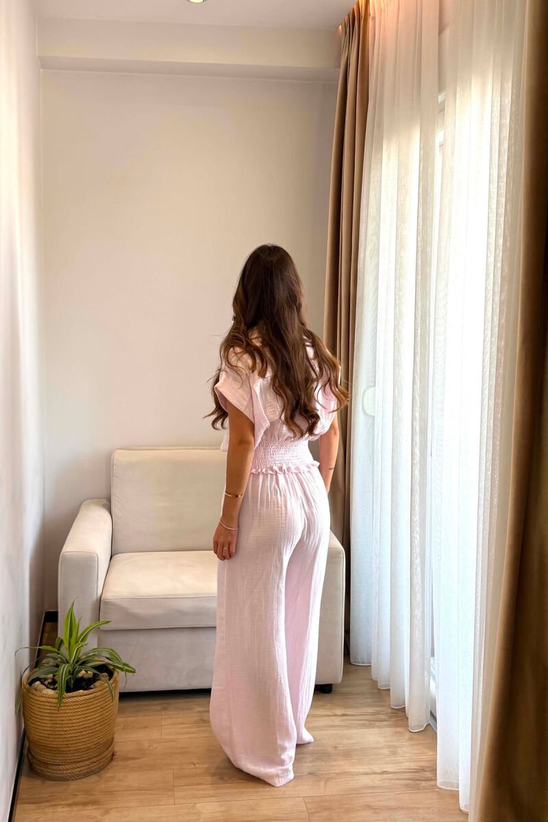 SET KEMISHE PA MENGE + PANTALLONA PER FEMRA NE NGJYRE ROZE TE ZBARDHUR - 2