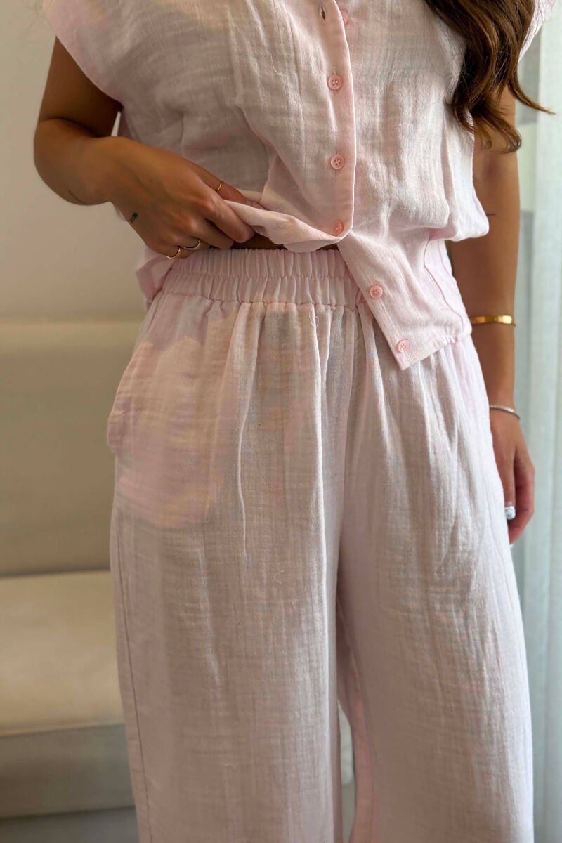 SET KEMISHE PA MENGE + PANTALLONA PER FEMRA NE NGJYRE ROZE TE ZBARDHUR - 5