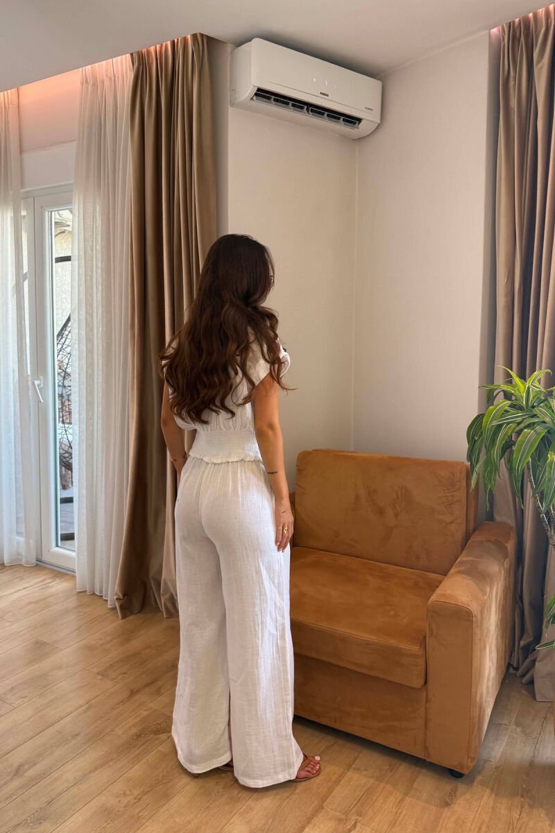 SET KEMISHE PA MENGE + PANTALLONA PER FEMRA NE NGJYRE TE BARDHE - 3