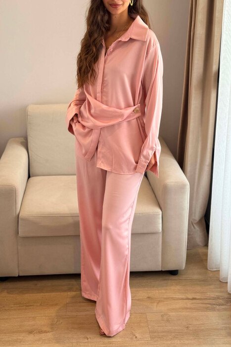SET KEMISHE+PANTALLONA PER FEMRA NE NGJYRE PUDER - 3