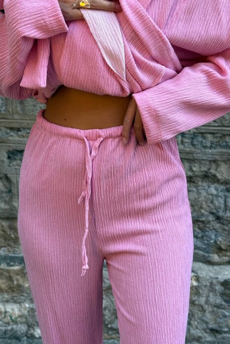 SET KEMISHE+PANTALLONA-PER-FEMRA NE NGJYRE ROZE - 4