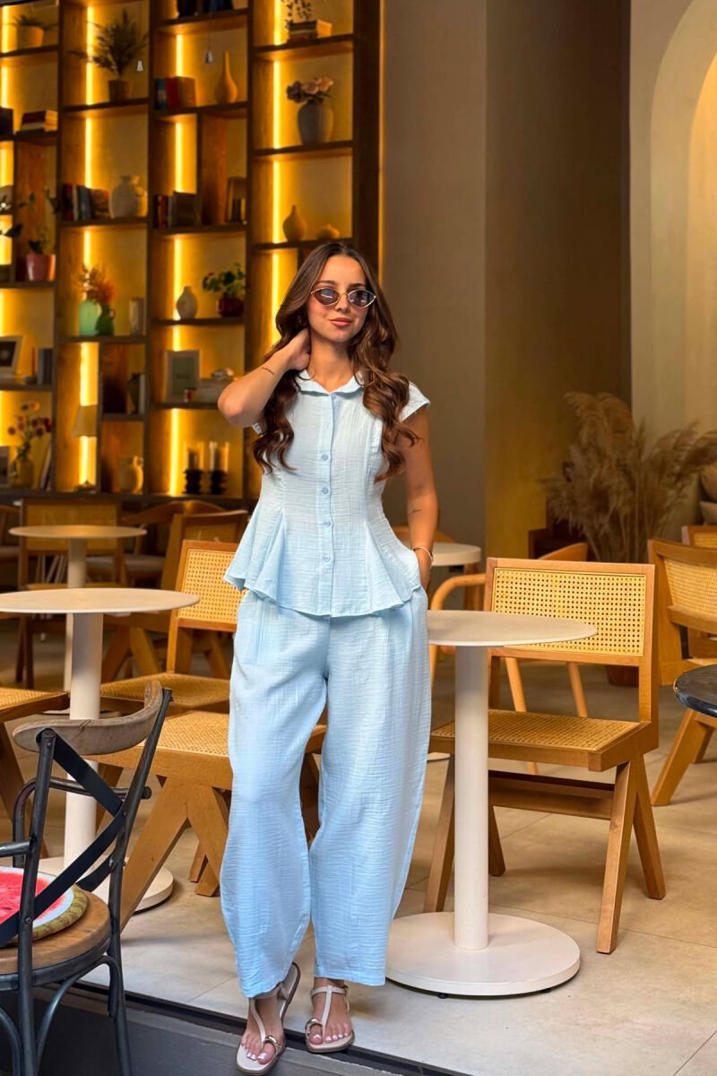 SET KEMISHE+PANTALLONA PER FEM,RA NE NGJYRE BABY BLUE - 5