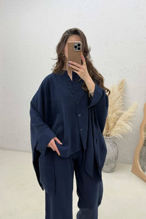 SET KEMISHE + PANTALLONA PER FEMRA NE NGJYRE BLU - 4