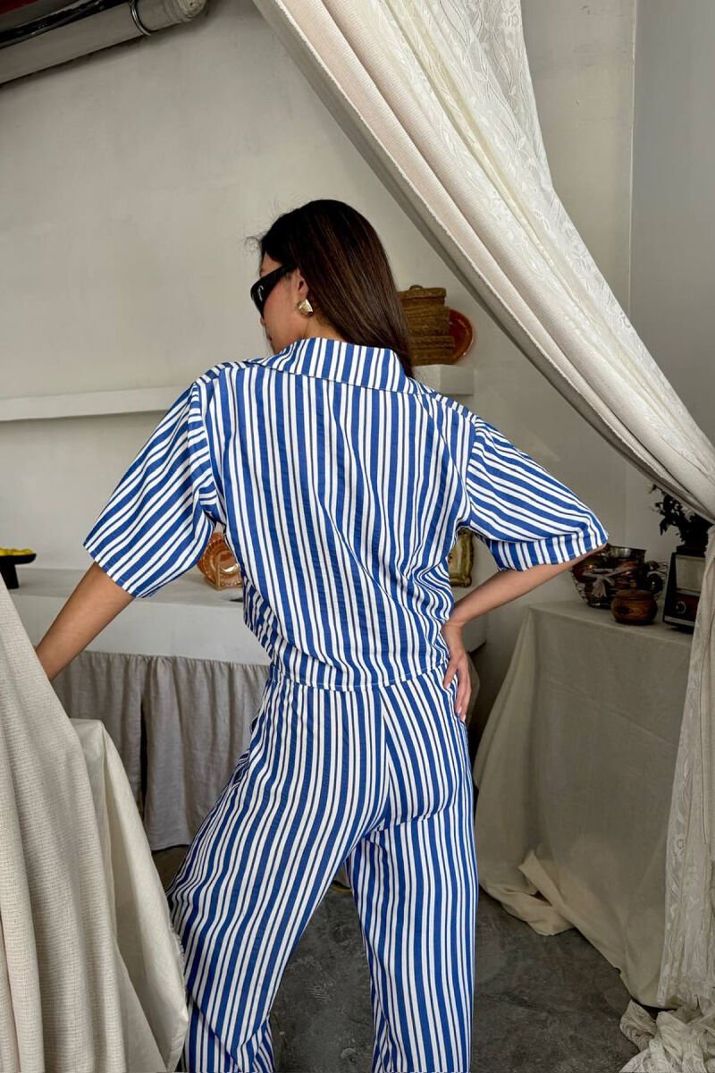 SET KEMISHE+PANTALLONA PER FEMRA NE NGJYRE BLU - 5