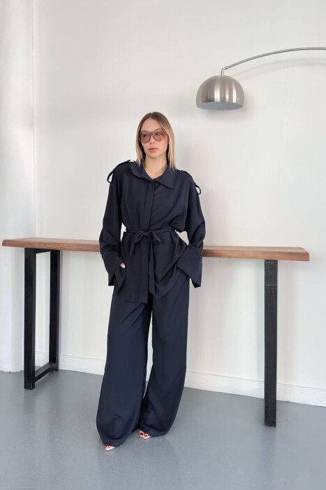 SET KEMISHE+PANTALLONA PER FEMRA NE NGJYRE BLU TE ERRET - KLAUDIO FASHION