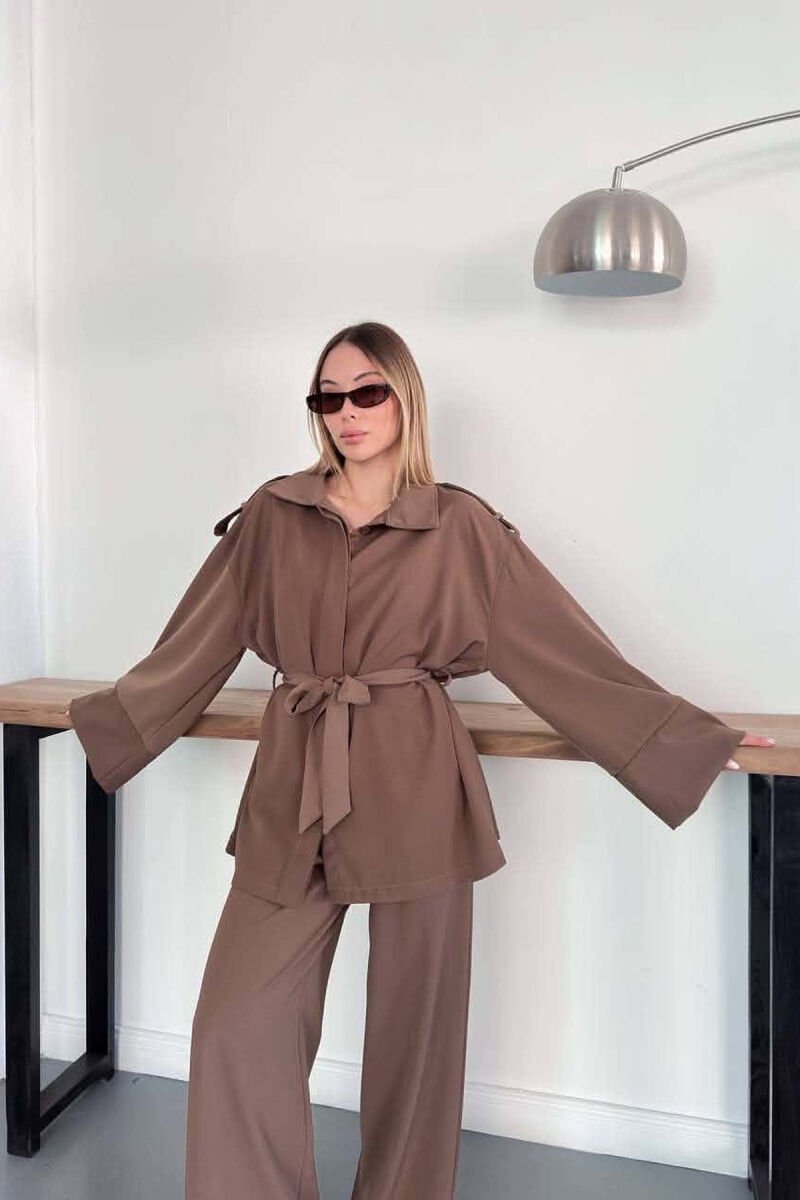 SET KEMISHE+PANTALLONA PER FEMRA NE NGJYRE KAFE - 3