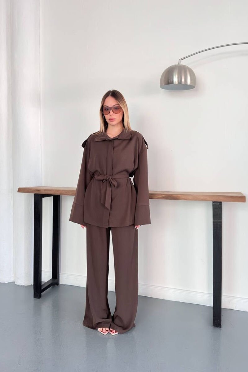 SET KEMISHE+PANTALLONA PER FEMRA NE NGJYRE KAFE TE ERRET - 4