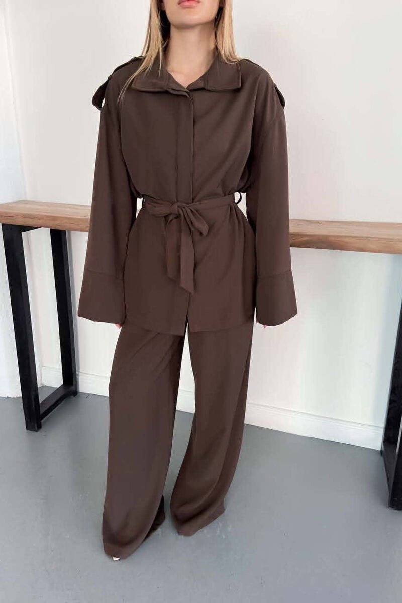 SET KEMISHE+PANTALLONA PER FEMRA NE NGJYRE KAFE TE ERRET - 6