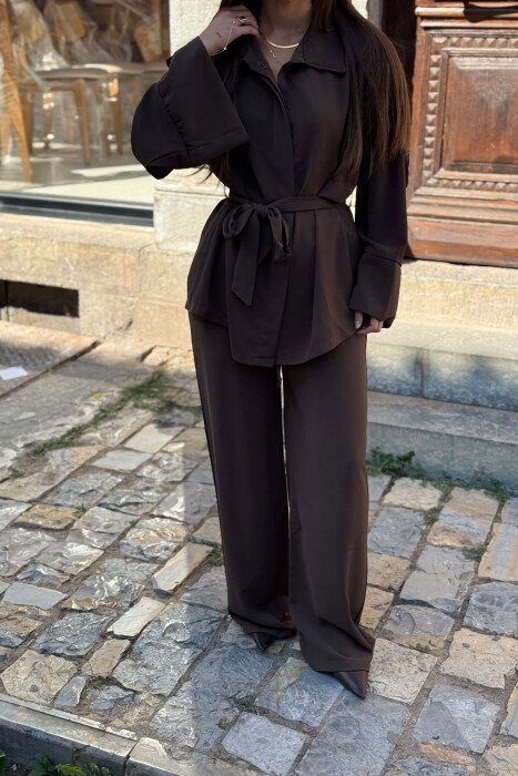 SET KEMISHE+PANTALLONA PER FEMRA NE NGJYRE KAFE TE ERRET - 2