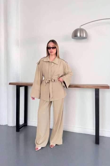 SET KEMISHE+PANTALLONA PER FEMRA NE NGJYRE KAKI - KLAUDIO FASHION