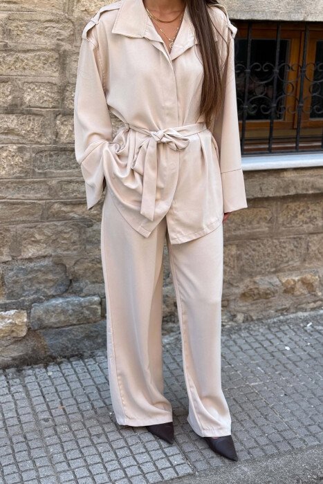 SET KEMISHE+PANTALLONA PER FEMRA NE NGJYRE KREM - 3