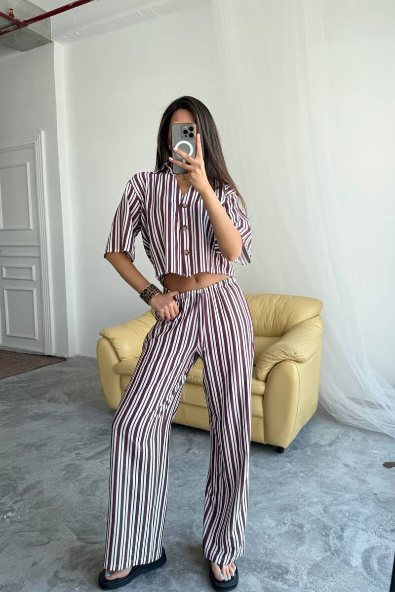 SET KEMISHE+PANTALLONA PER FEMRA NE NGJYRE VISHNJE - 2