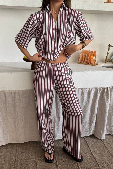 SET KEMISHE+PANTALLONA PER FEMRA NE NGJYRE VISHNJE - 3