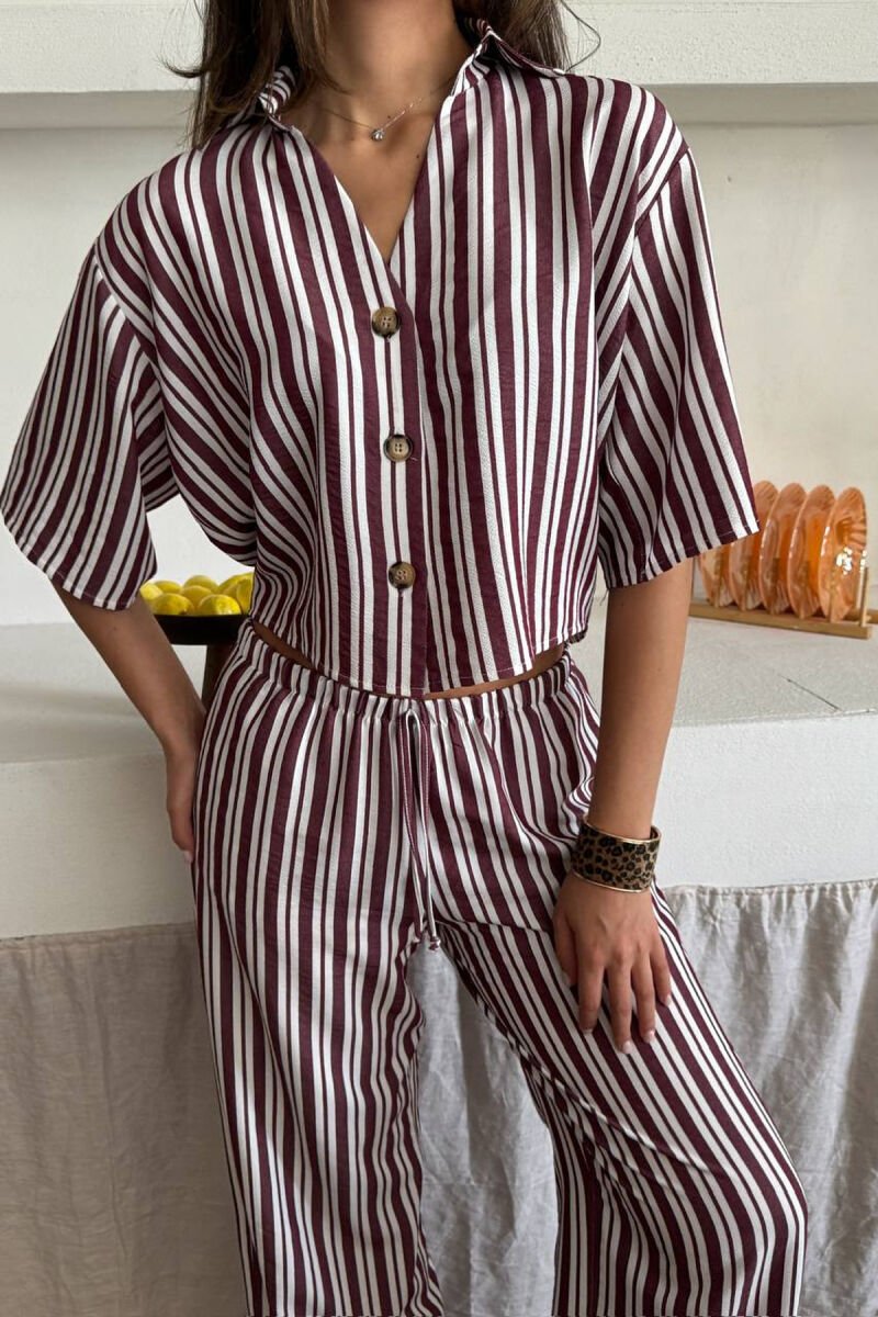 SET KEMISHE+PANTALLONA PER FEMRA NE NGJYRE VISHNJE - 4