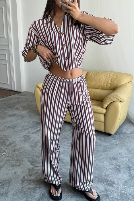 SET KEMISHE+PANTALLONA PER FEMRA NE NGJYRE VISHNJE - 5