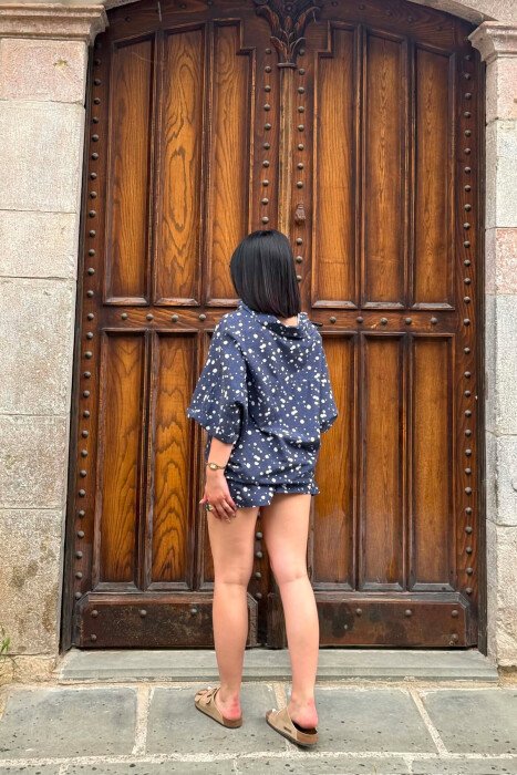 SET KEMISHE+PANTALLONA TE SHKURTA PER FEMRA NE NGJYRE BLU - 4