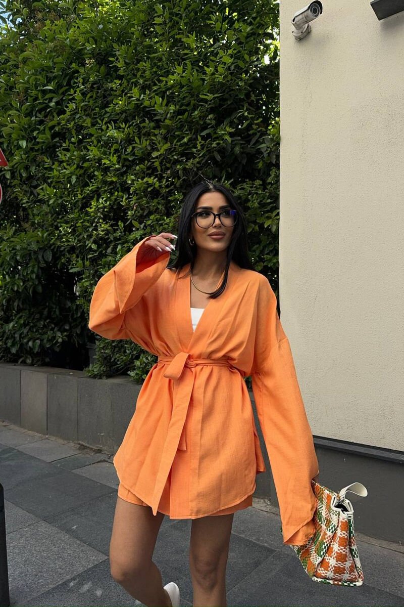 SET KEMISHE+PANTALLONA TE SHKURTA PER FEMRA NE NGJYRE PORTOKALLI - 7