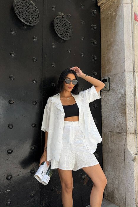 SET KEMISHE+PANTALLONA TE SHKURTA PER FEMRA NE NGJYRE TE BARDHE - 6