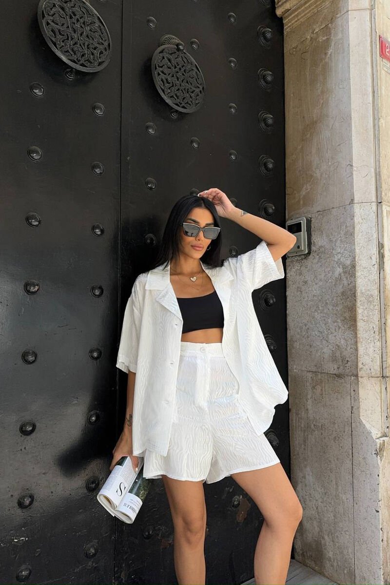 SET KEMISHE+PANTALLONA TE SHKURTA PER FEMRA NE NGJYRE TE BARDHE - 6