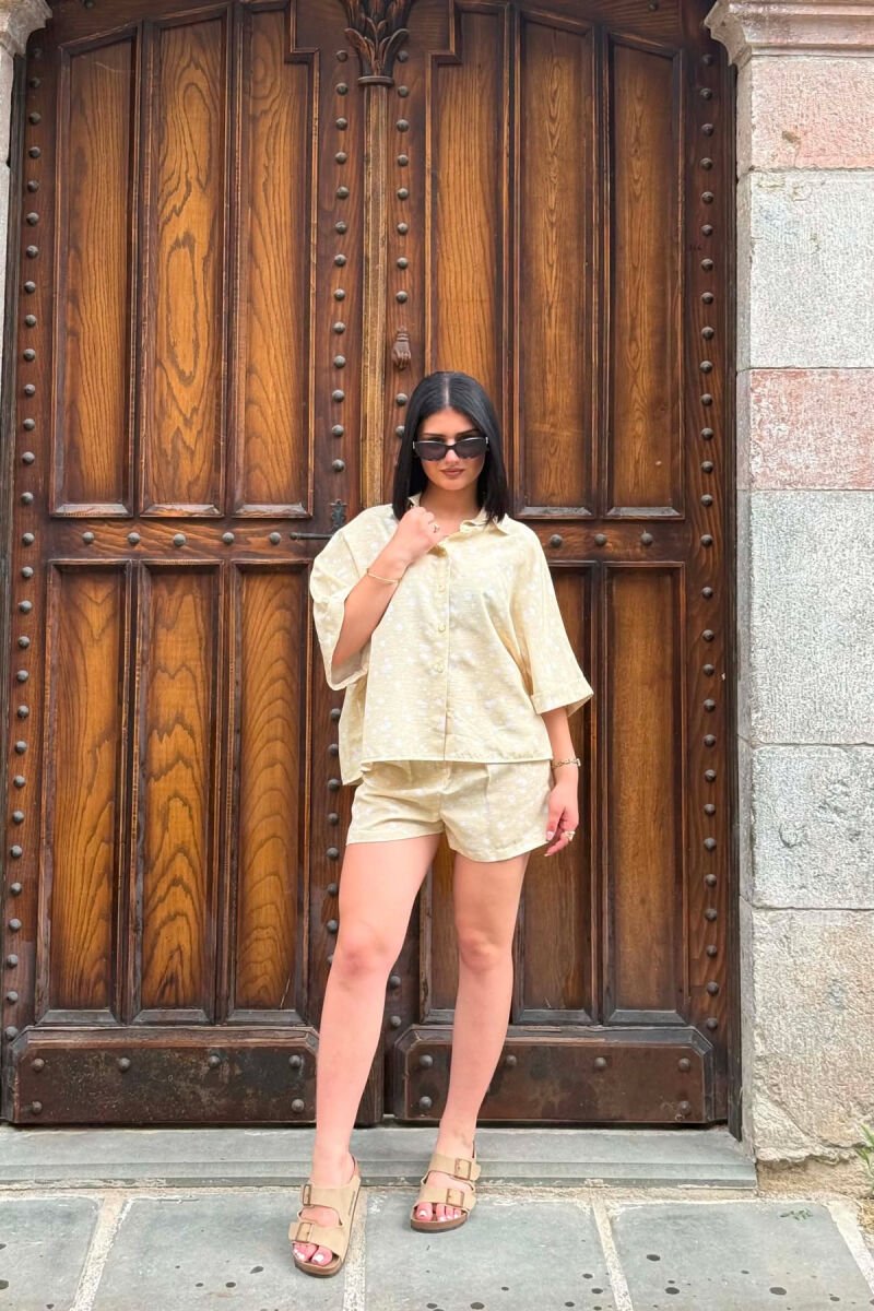 SET KEMISHE+PANTALLONA TE SHKURTA PER FEMRA NE NGJYRE TE VERDHE - 1