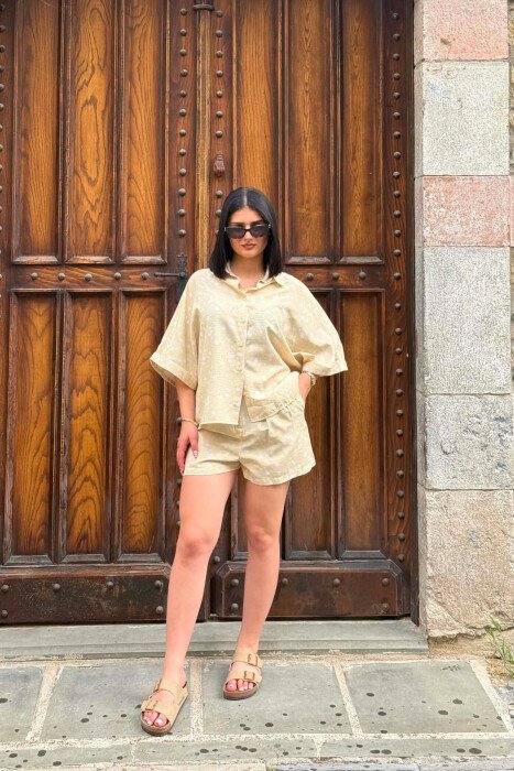 SET KEMISHE+PANTALLONA TE SHKURTA PER FEMRA NE NGJYRE TE VERDHE - 5