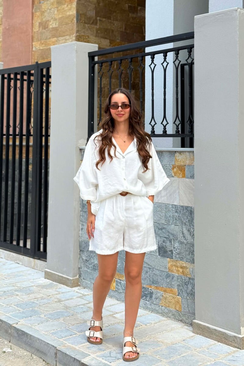SET KEMISHE + PANTALLONA TE SHKURTRA PER FEMRA NE NGJYRE TE BARDHE - 3