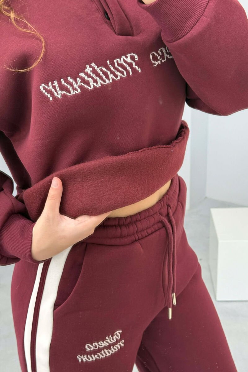 SET ME PUSH BLUZË ME JAKË POLO+TUTA PËR FEMRA NË NGJYRË VISHNJË - 3
