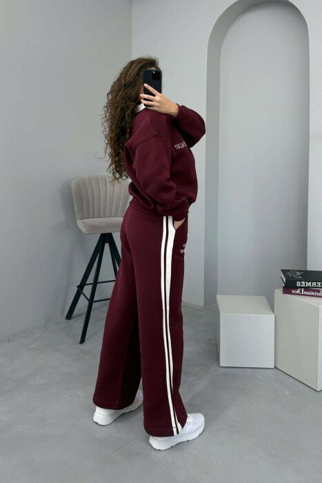 SET ME PUSH BLUZË ME JAKË POLO+TUTA PËR FEMRA NË NGJYRË VISHNJË - 4