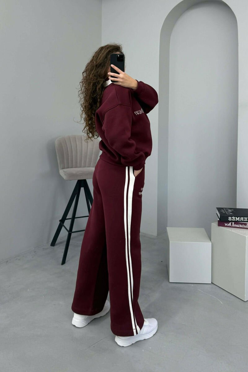 SET ME PUSH BLUZË ME JAKË POLO+TUTA PËR FEMRA NË NGJYRË VISHNJË - 4