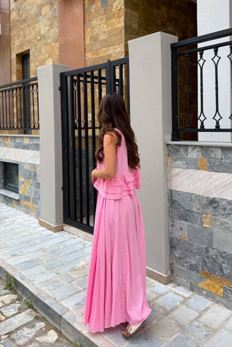 SET ME DETAJE QENDISJE JELEK + FUND PER FEMRA NE NGJYRE ROZE - 4
