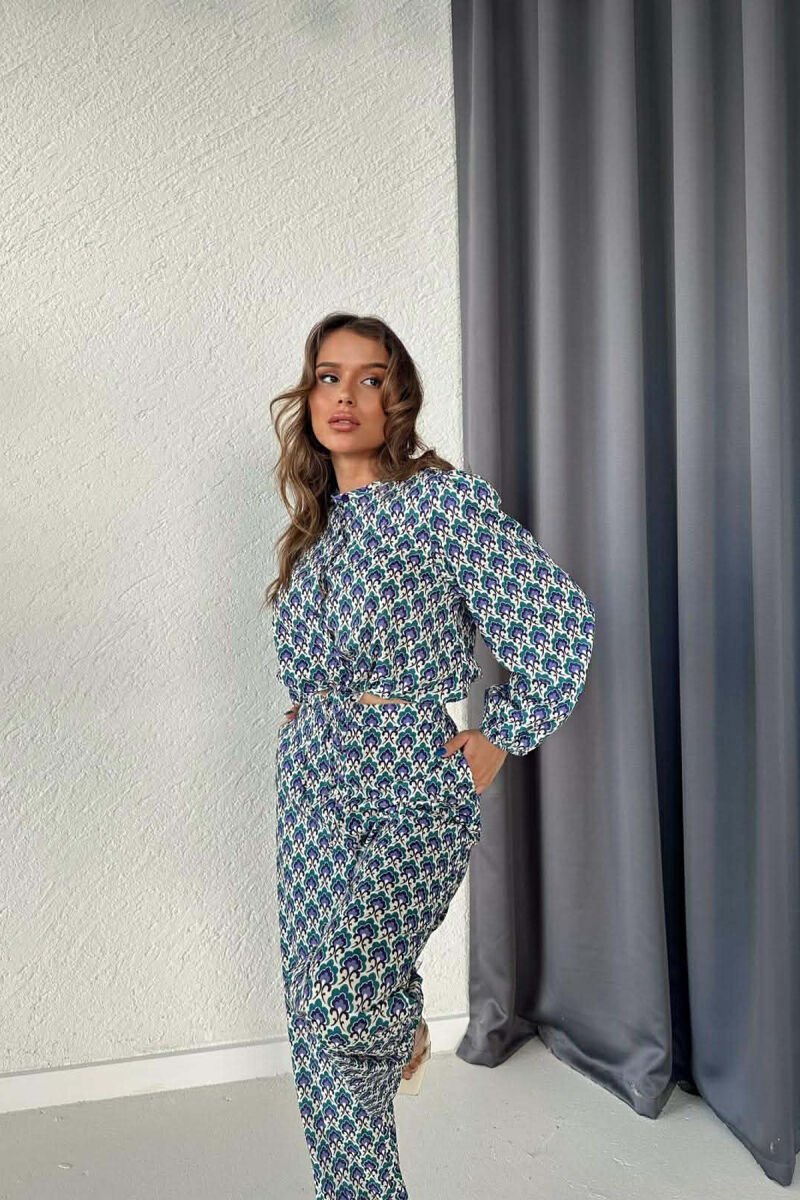 SET ME DIZAJN ABSTRAKT KEMISHE + PANTALLONA PER FEMRA NE NGJYRE LEJLA - 2