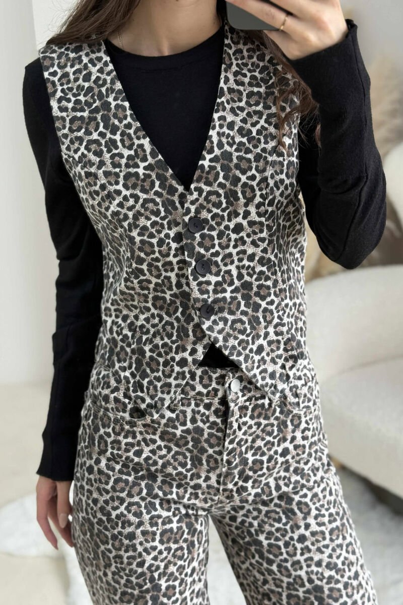 SET ME DIZAJNIN E LEOPARDIT JELEK+PANTALLONA PËR FEMRA - 4