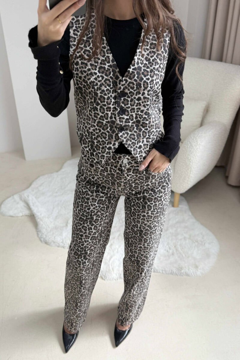 SET ME DIZAJNIN E LEOPARDIT JELEK+PANTALLONA PËR FEMRA - 5