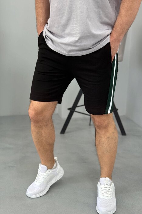 SET ME IMAZH T-SHIRT+PANTALLONA TË SHKURTRA PËR MESHKUJ NË NGJYRËN E ZEZË+GRI - 3