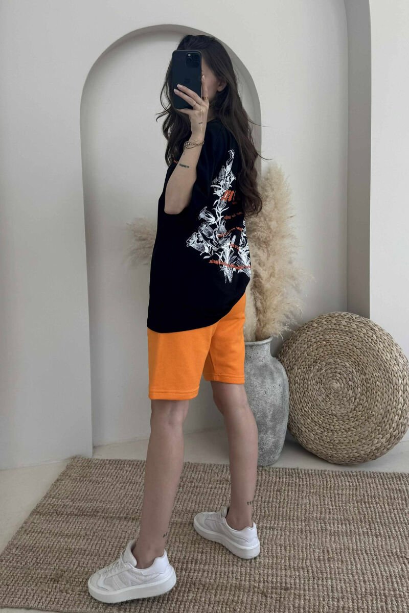 SET ME IMAZH T-SHIRT+PANTALLONA TË SHKURTRA PËR FEMRA NË NGJYRËN MUSTARDË - 4