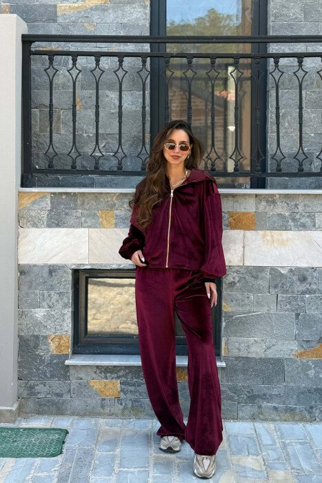 SET ME SHKELQIM XHAKETE + PANTALLONA PER FEMRA NE NGJYRE VISHNJE - 2