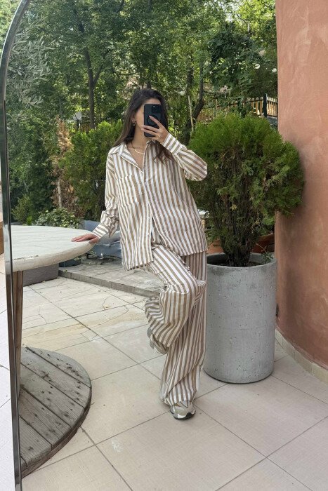 SET ME VIJA KËMISHË+PANTALLONA PËR FEMRA NË NGJYRËN BEZHË - 4
