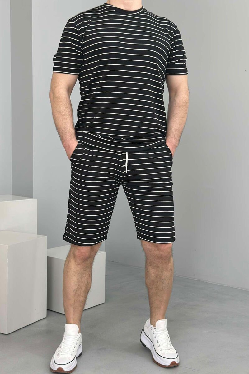 SET ME VIJA T-SHIRT+TUTA TË SHKURTRA PËR MESHKUJ NË NGJYRËN E ZEZË - 1