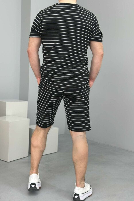 SET ME VIJA T-SHIRT+TUTA TË SHKURTRA PËR MESHKUJ NË NGJYRËN E ZEZË - 2