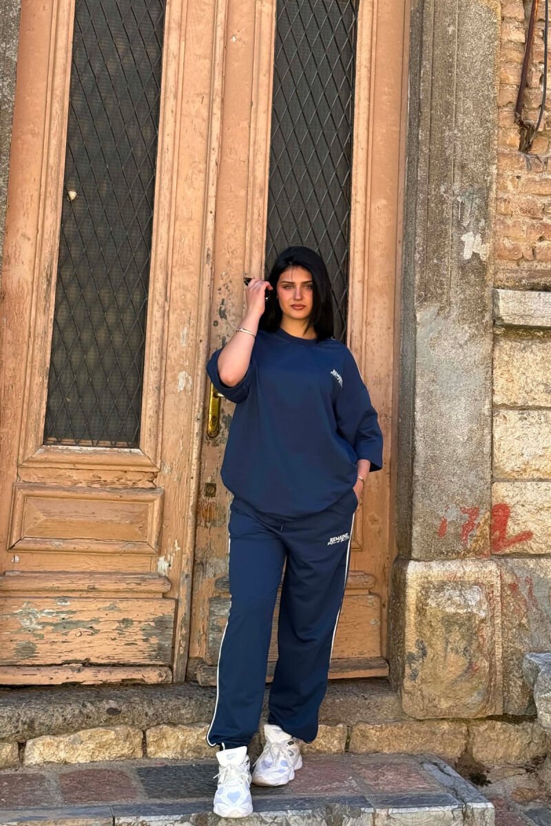SET NJE NGJTRESH T-SHIRT ME SHKRIME + TUTA PER FEMRA NE NGJYRE BLU - 3