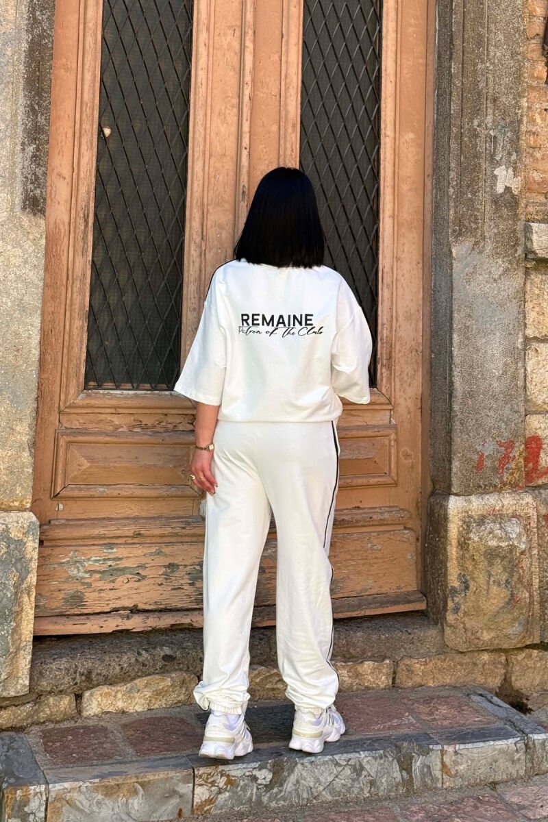 SET NJE NGJTRESH T-SHIRT ME SHKRIME + TUTA PER FEMRA NE NGJYRE TE BARDHE - 4