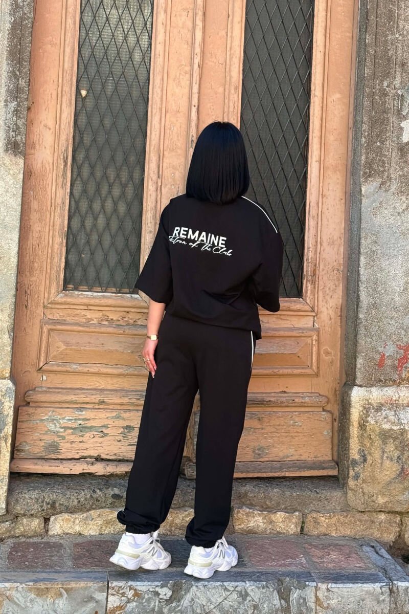SET NJE NGJTRESH T-SHIRT ME SHKRIME + TUTA PER FEMRA NE NGJYRE TE ZEZE - 4